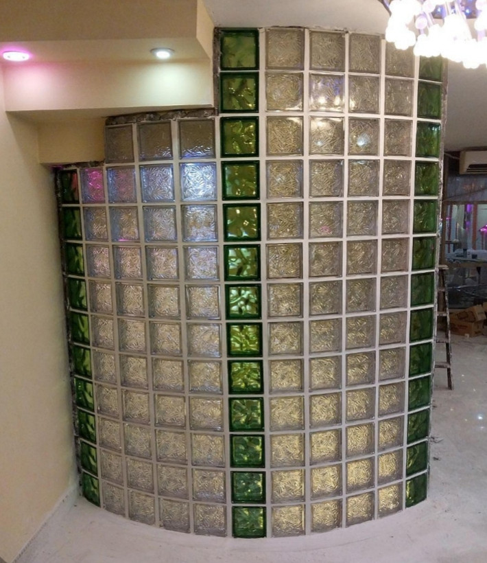 بلوک شیشه ای مدل کلودی( ابری) رنگ سبز