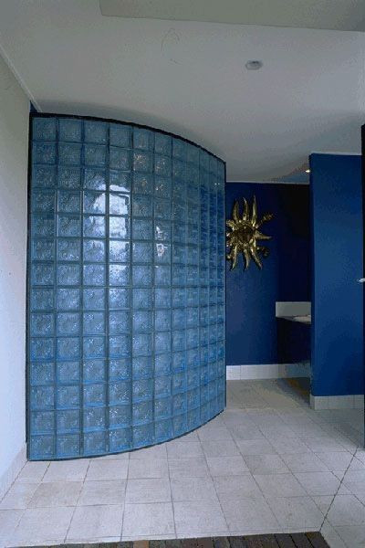 بلوک شیشه ای مدل کوبیسم آبی